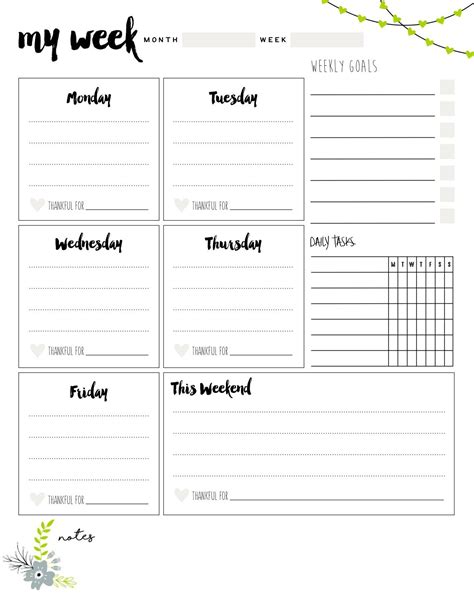 Weekly Planner Printable Pinterest